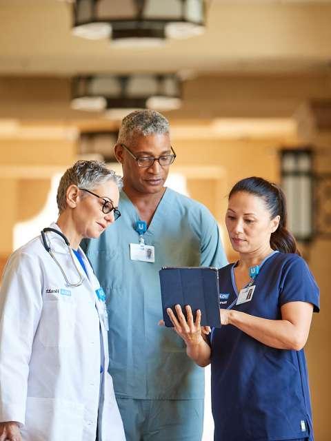 Doctor, surgeon and nurse at UCLA Health Santa Monica hospital